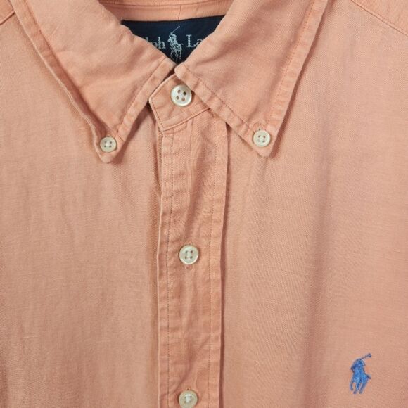 Vintage Polo Ralph Lauren Mens Classic Fit Linen/Silk Blend SS Button Up Size L - Picture 4 of 6